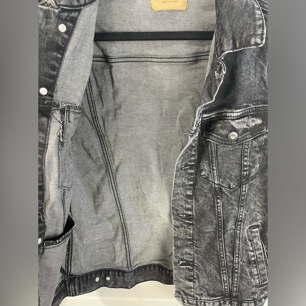 Altra Black Denim Graphic Long Sleeve Patch “Stay Out There” Jacket S Women’s - Picture 3 of 12